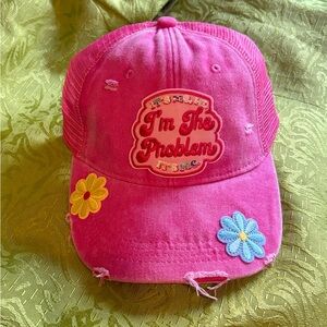 New Taylor Swift distressed pink cap with cloth front and mesh back